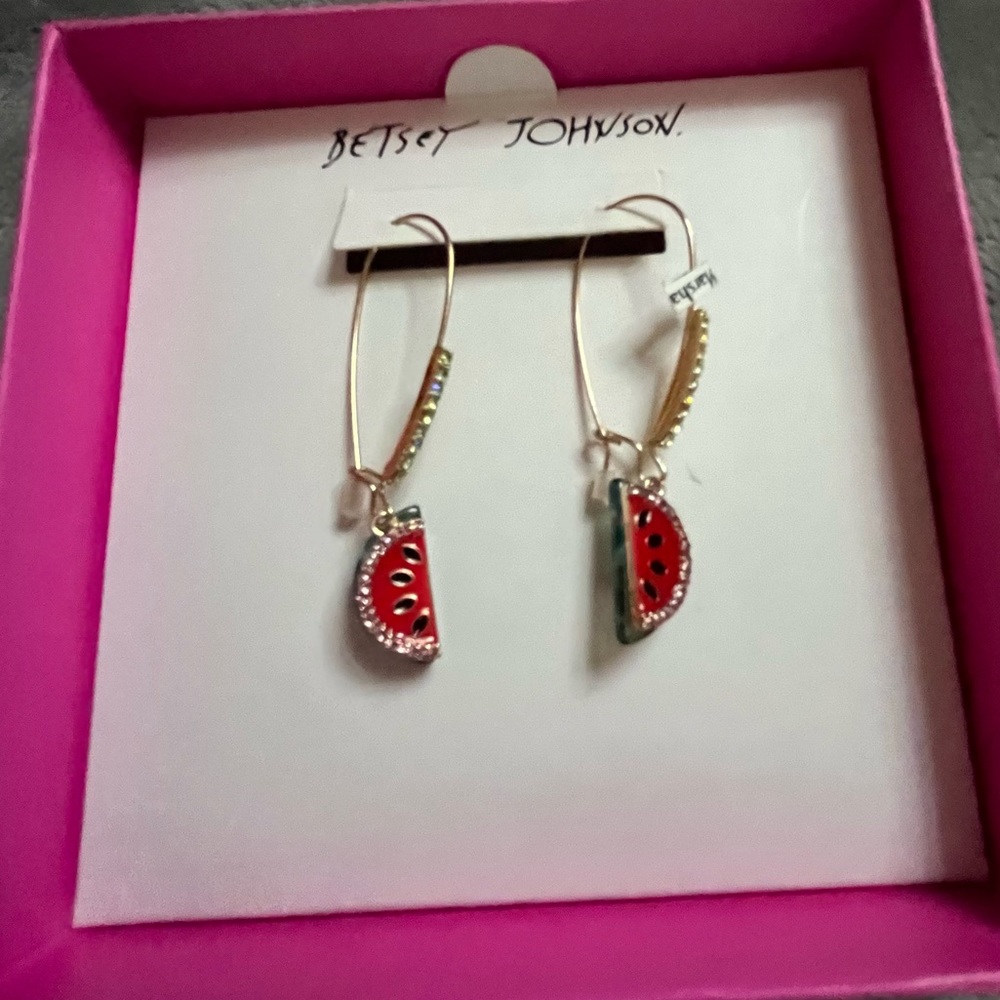 Watermelon Betsey Johnson Earrings New in Box - Picture 7 of 12